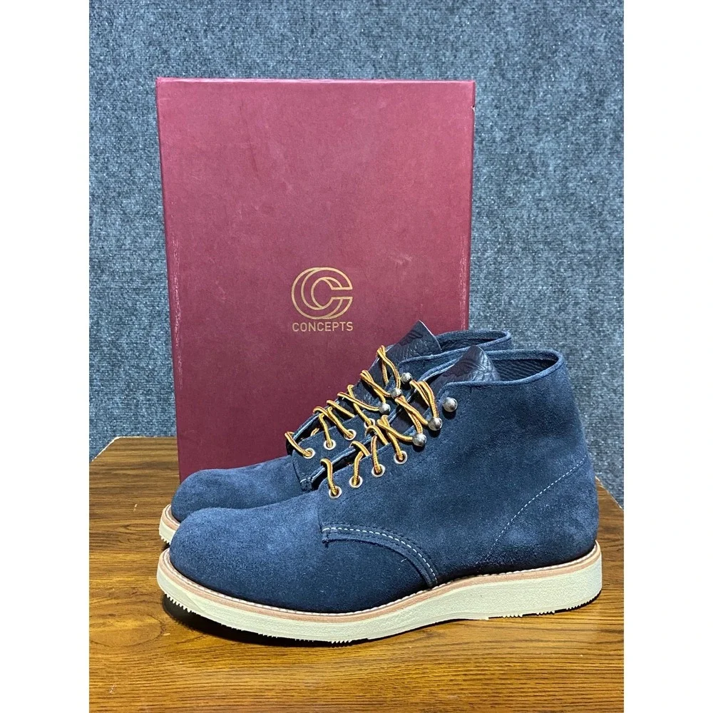 NEW 2013 Red wing x Concepts Plain Toe Boot 8821 Mens 9D Blue Suede Lace Up RARE